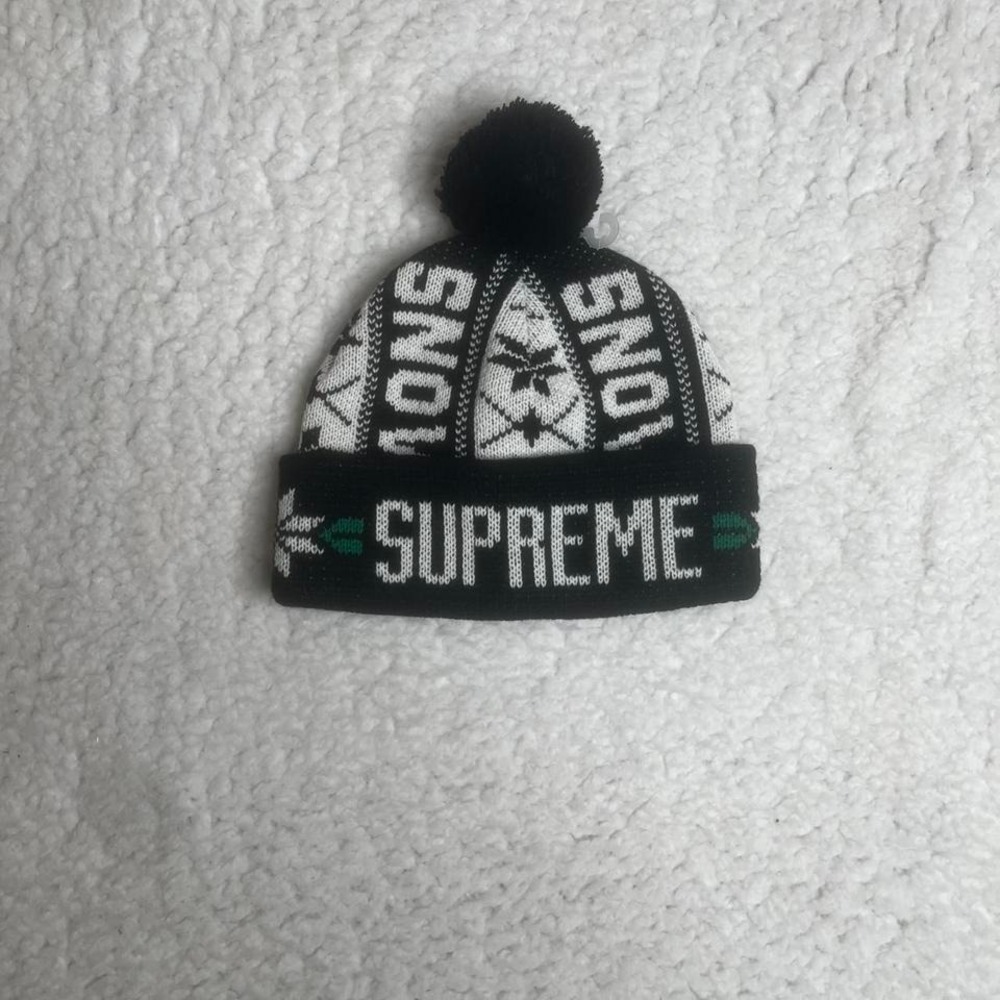 Supreme snow beanie aop mens‎ black winter hat